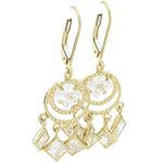 Womens 10k Yellow gold White cz chandelier earring ELMI23 1