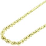 "Mens 10k Yellow Gold skinny rope chain ELNC26 24"" long and 3mm wide 1"