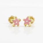 14K Yellow gold Flower stud earrings for Children/Kids web11 3