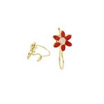 14K Yellow gold Flower cz hoop earrings for Children/Kids web36 1