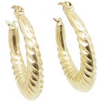 10k Yellow Gold earrings Fancy puff bamboo gold earrings AGBE77 1