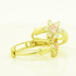 14K Yellow gold Flower cz hoop earrings for Children/Kids web263 3