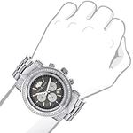 Luxurman Big Genuine Diamond Watch for Men 2.5ct Black MOP Escalade Chronograph 3