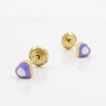 14K Yellow gold Simple heart stud earrings for Children/Kids web141 3