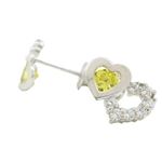 14K White gold Dual heart cz stud earrings for Children/Kids web288 1