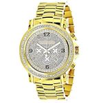 Mens Large Iced Out Diamond Bezel Watch 18K Yellow