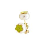14K Yellow gold Pearl flower stud earrings for Children/Kids web2 1