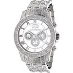 Mens Genuine Diamond Watch 1.25ct Chronograph White Mother of Pearl by Luxurman 1