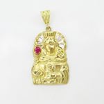 Mens 10k Yellow gold Red and white gemstone mary charm EGP53 3