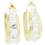 Womens 10k Yellow gold White cz hoop earring ELMI17 1