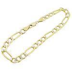 Mens 10k Yellow Gold diamond cut figaro cuban mariner link bracelet AGMBRP2 8 inches long and 6mm wi