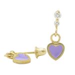14K Yellow gold Thin heart cz chandelier earrings for Children/Kids web509 1