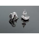.925 Sterling Silver White Heart White and Black Onyx Crystal Micro Pave Unisex Mens Stud Earrings 3