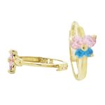 14K Yellow gold Butterfly cz hoop earrings for Children/Kids web323 1