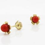 14K Yellow gold Flower pearl stud earrings for Children/Kids web211 3