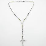 "Stainless Steel Rosary Necklace with Cross R136 ball 6 mm