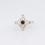 10k Yellow Gold Syntetic red gemstone ring ajr19 Size: 8 3
