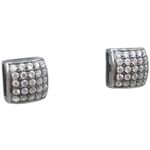 Mens .925 sterling silver Black and white 5 row square earring MLCZ85 5mm thick and 7mm wide Size 1