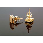 .925 Sterling Silver Yellow Square White Crystal Micro Pave Unisex Mens Stud Earrings 3