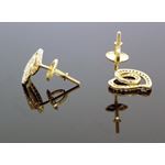 .925 Sterling Silver Yellow Heart White Crystal Micro Pave Unisex Mens Stud Earrings 3