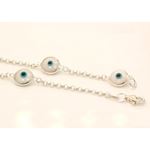 "Evil Eye Murano Glass Bead Designer Sterling Silver Bracelet SD10