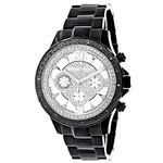 Liberty by Luxurman Mens Real Diamond Watch 0.2ct Black Tone Stainless Steel 1