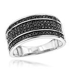 Ladies Unique Ring 10K 5 Row Black Natural 0.4 Ctw