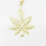 Mens 10k Yellow gold White gemstone marijuana leaf charm EGP66 IJAMEGP66 3