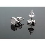 .925 Sterling Silver White Octagon White Crystal Micro Pave Unisex Mens Stud Earrings 3
