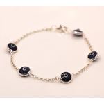 "Evil Eye Murano Glass Bead Designer Sterling Silver Bracelet ST09