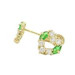 14K Yellow gold Heart fancy cz stud earrings for Children/Kids web432 1