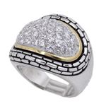 "Ladies .925 Italian Sterling Silver white cz synthetic gemstone ring SAR57 6