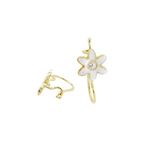 14K Yellow gold Flower cz hoop earrings for Children/Kids web40 1