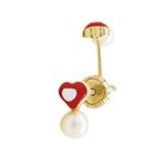 14K Yellow gold Heart pearl stud earrings for Children/Kids web150 1