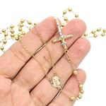 14K YELLOW Gold HOLLOW ROSARY Chain - 28 Inches Long 4.01MM Wide 3