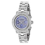 Ladies Real Diamond Watches: Luxurman Montana Blue MOP Watch 2ct Silver Band 1