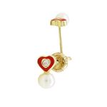 14K Yellow gold Heart cz pearl stud earrings for Children/Kids web132 1