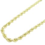 "Mens 10k Yellow Gold skinny rope chain ELNC7 20"" long and 3mm wide 1"