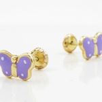 14K Yellow gold Butterfly stud earrings for Children/Kids web234 3