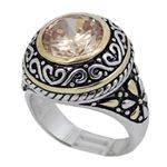 "Ladies .925 Italian Sterling Silver Spring citrine synthetic gemstone ring SAR45 6