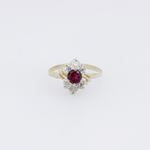 10k Yellow Gold Syntetic red gemstone ring ajr62 Size: 7.5 3