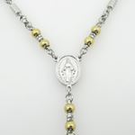 "Stainless Steel Rosary Necklace with Cross R136 ball 6 mm