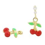 14K Yellow gold Cherry cz chandelier earrings for Children/Kids web528 1