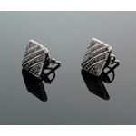 Sterling Silver Unisex Fashion Square Hand Set Stud Earrings ME0225c 1