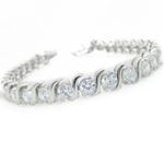 Ladies .925 Italian Sterling Silver round cut fancy cz bracelet Length 1