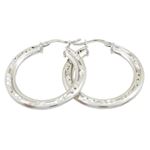 Round silver diamond cut hoop earring SB78 30mm tall and 29mm wide 1