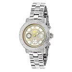 Luxurman Ladies MOP Real Diamond Watch 0.3ct Two Tone Interchangeable Straps 1