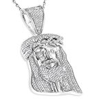 "Mini Diamond Jesus Head Pendant in Sterling Silver by LUXURMAN (0.75 Ctw