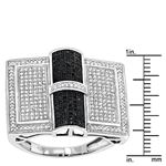 "White and Black Diamond Ring for Men Sterling Silver by LUXURMAN (1 Ct