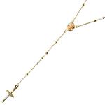 14K 3 TONE Gold HOLLOW ROSARY Chain - 28 Inches Long 2.8MM Wide 1